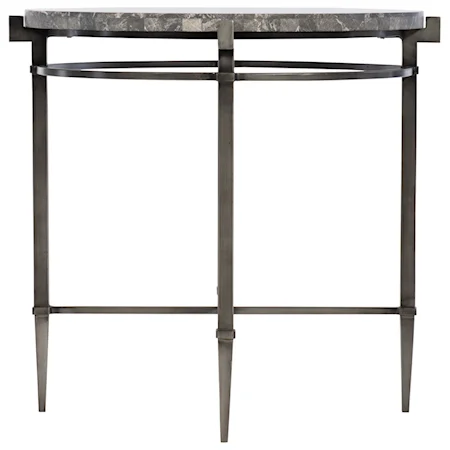 Contemporary Round End Table with Stone Top